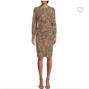 Teri Jon by Rickie Freeman Long-Sleeve Cheetah-Print Dress Size 2